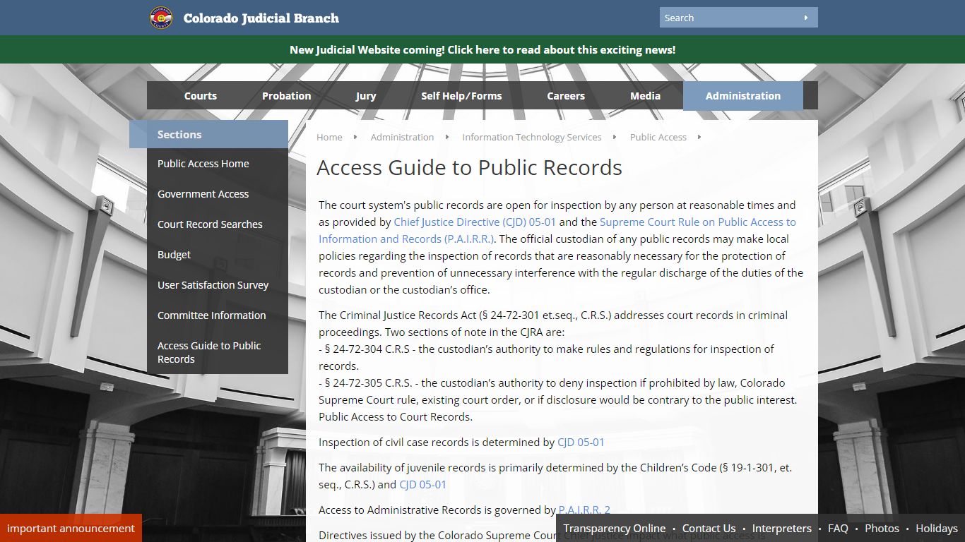 Access Guide to Public Records - Colorado Judicial Branch